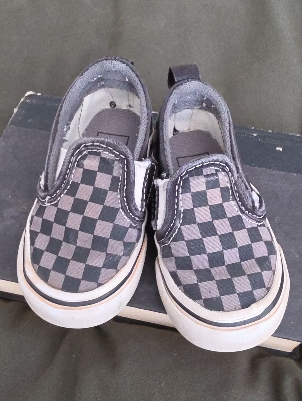 VANS Toddler Grey Check Slip-On Sneakers